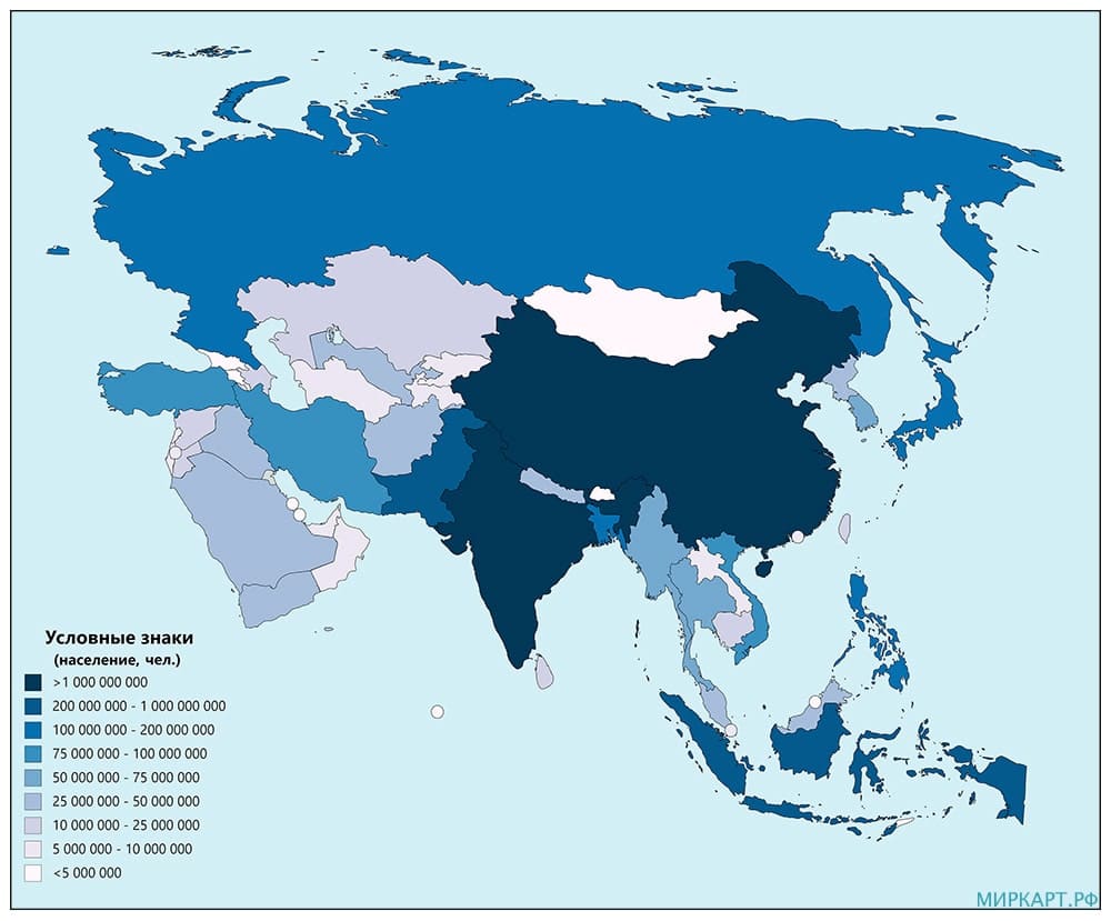 Карта населения Азии