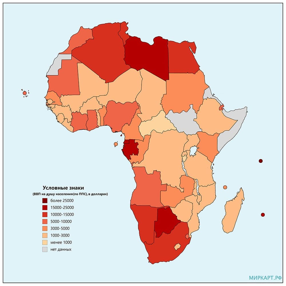 Карта ВВП на душу населения в Африке