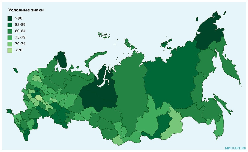 Карта пользователи интернета в России