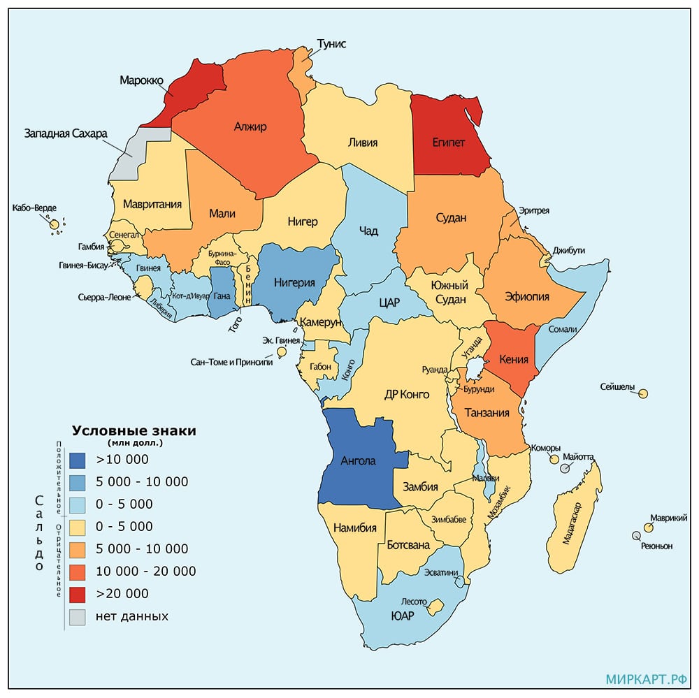 карта африки торговый баланс в 2019
