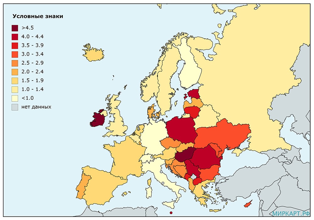 Карта экономического роста в Европе