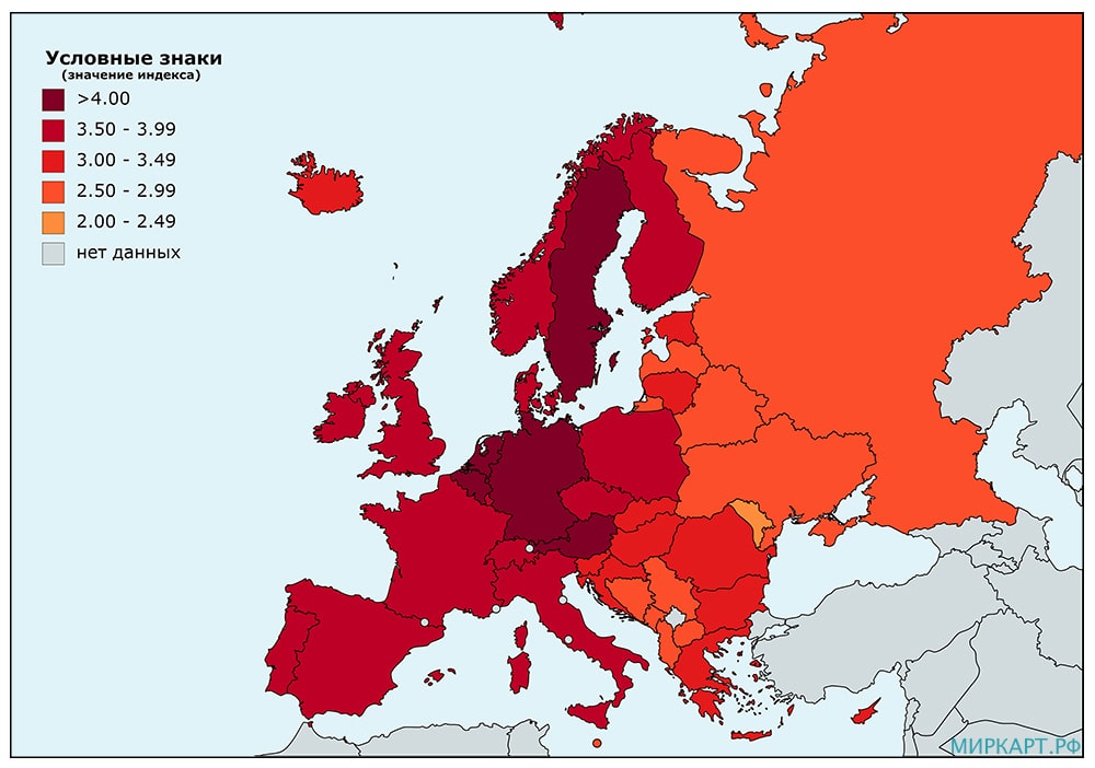 карта европы по индексу эффективности логистики