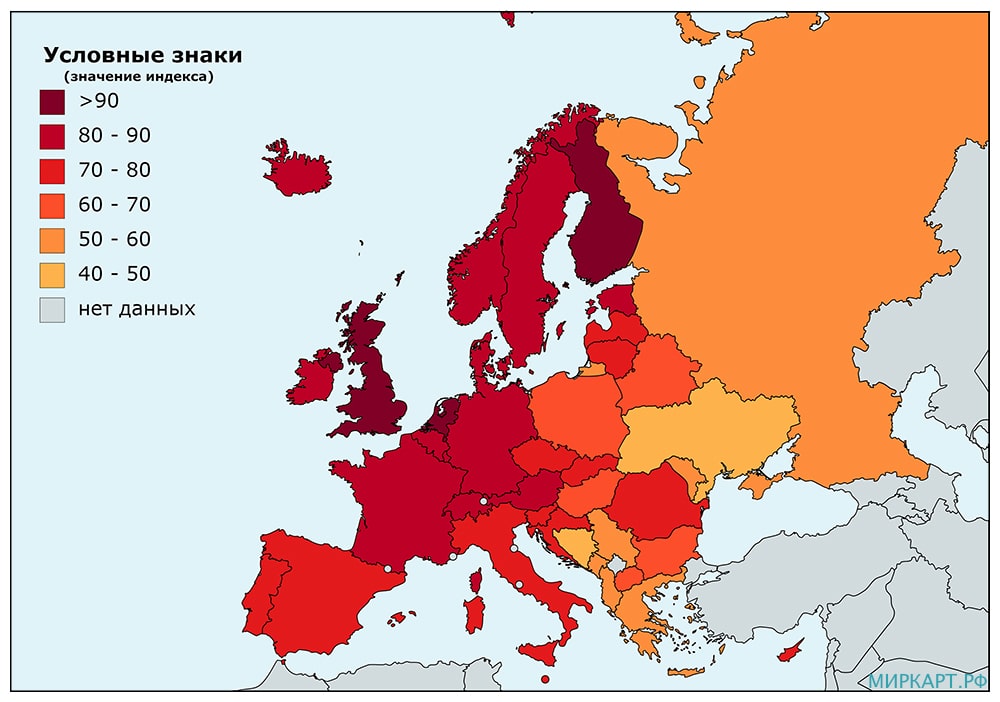 карта Европы индекс права собственности