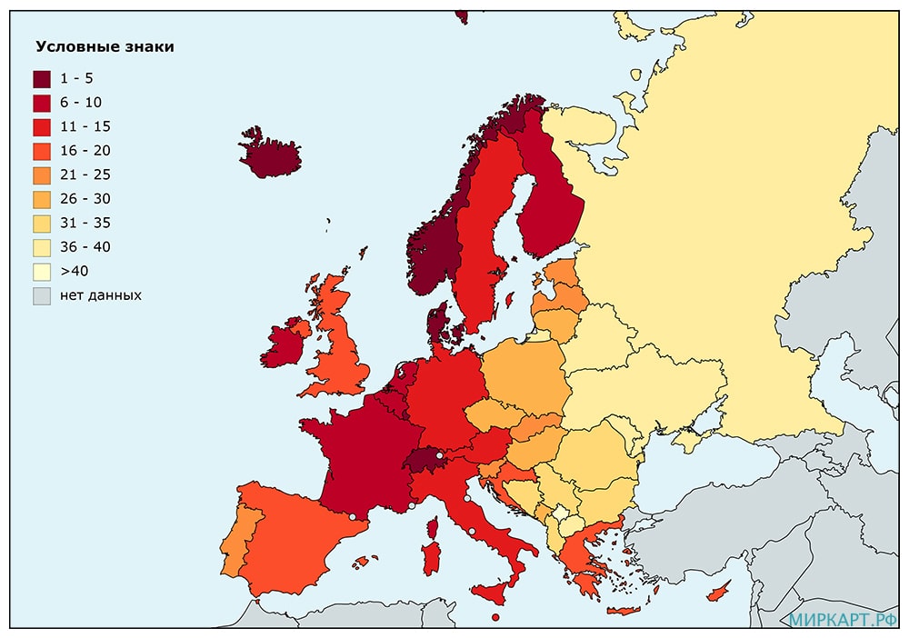 карта европы по стоимости жизни
