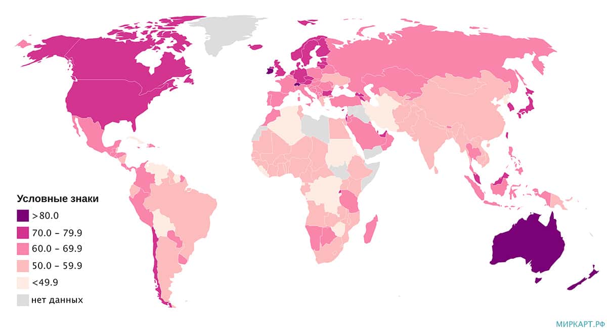 карта индекс экономической свободы