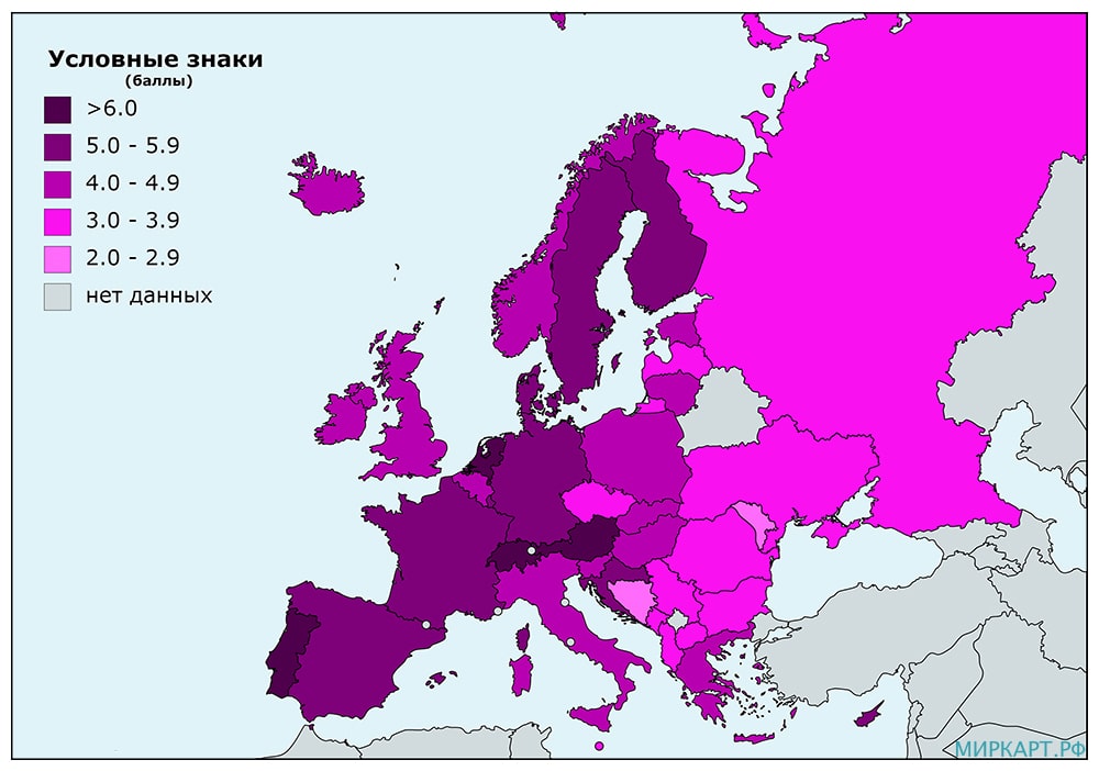 Карта качества дорог в Европе