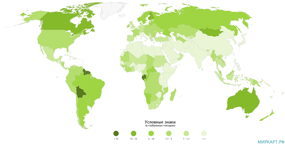 карта мира биоемкость на человека