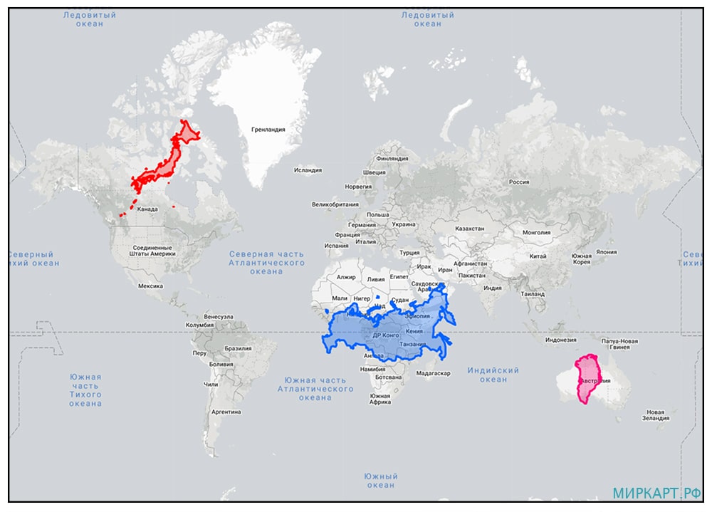 карта мира картографические искажения