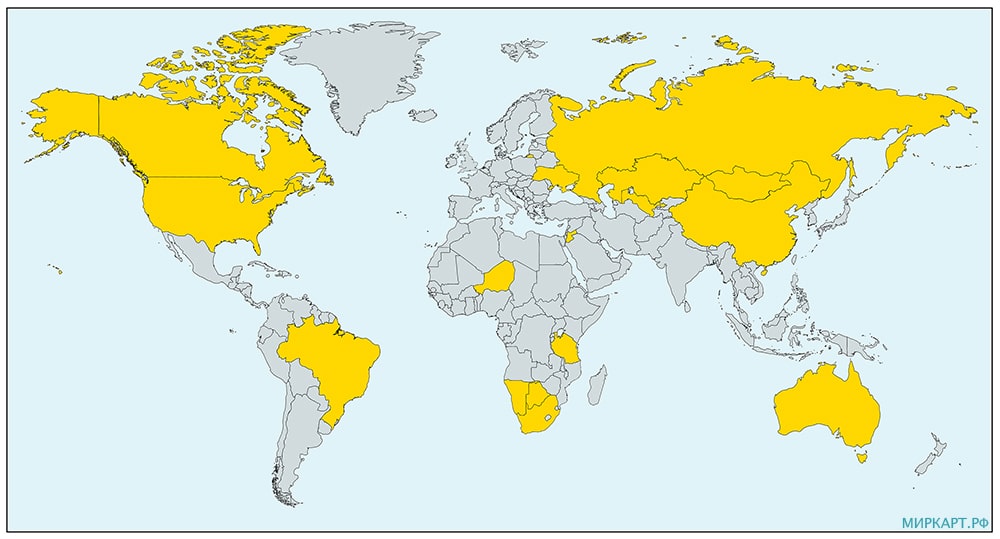 карта мира запасы урана