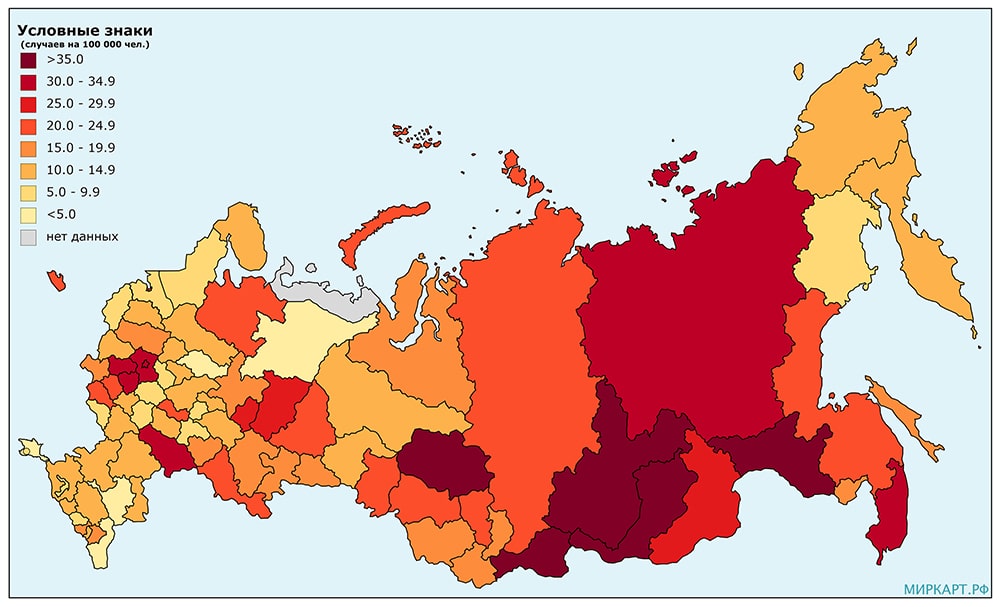 Карта распространения сифилиса в России