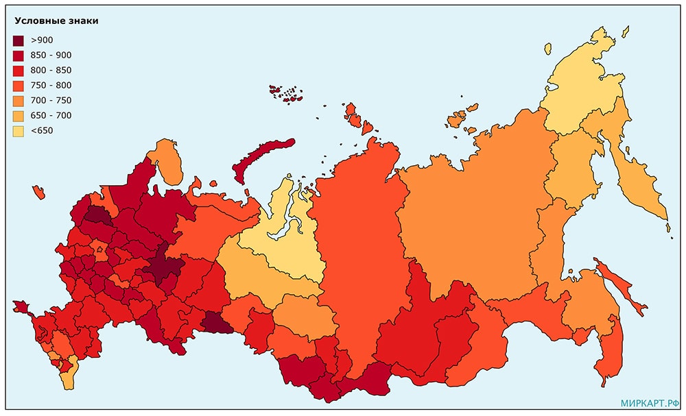 карта россии коэффициент демографической нагрузки 2018