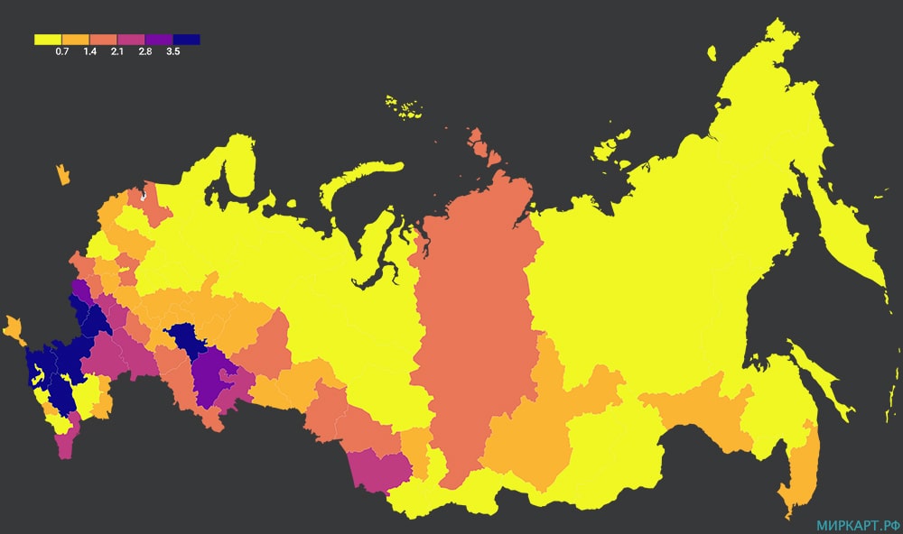карта России доля сельского хозяйства регионов в общем объеме