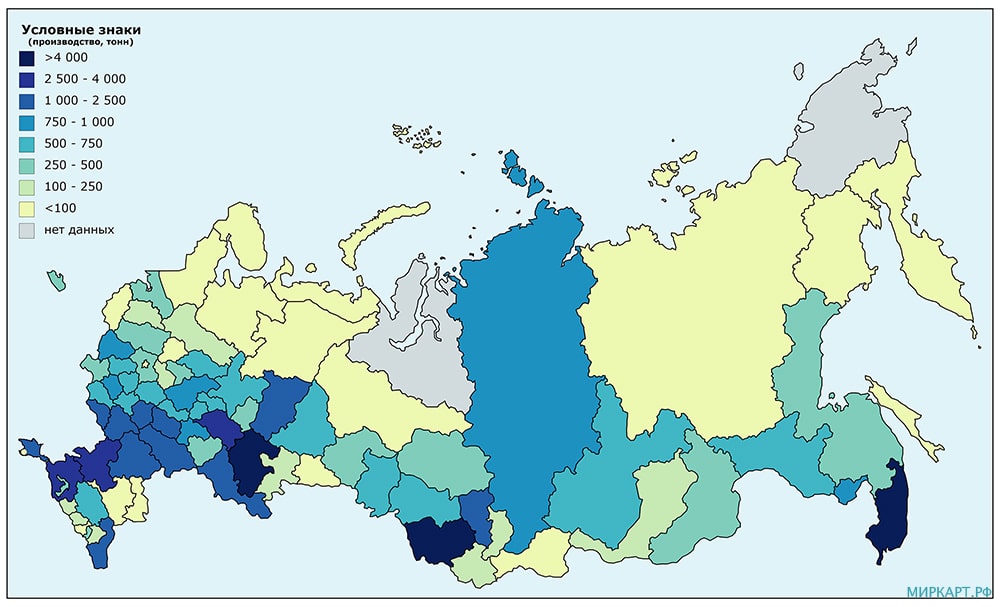 карта россии производство меда