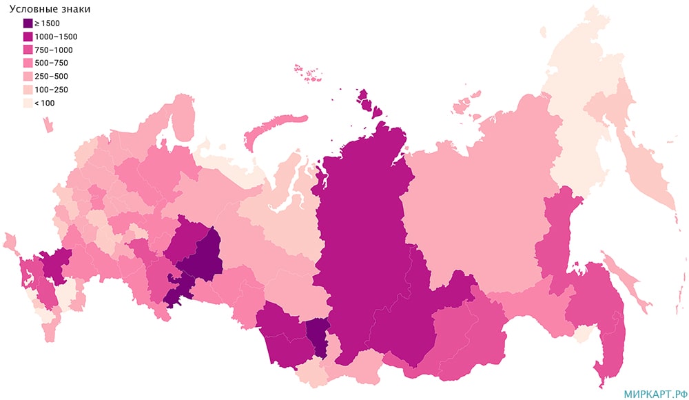 карта России количество преступлений, совершенных несовершеннолетними