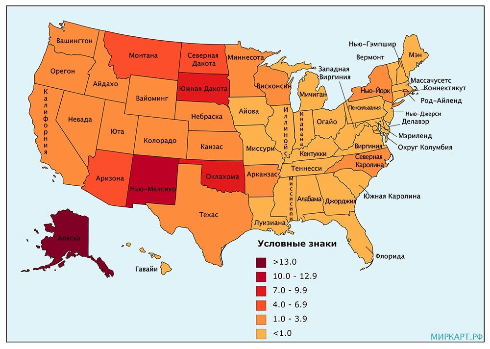 Карта США коренное население